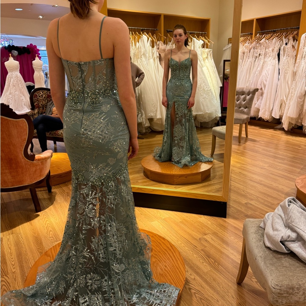 JVN by Jovani prom gown sage - Picture 7 of 14